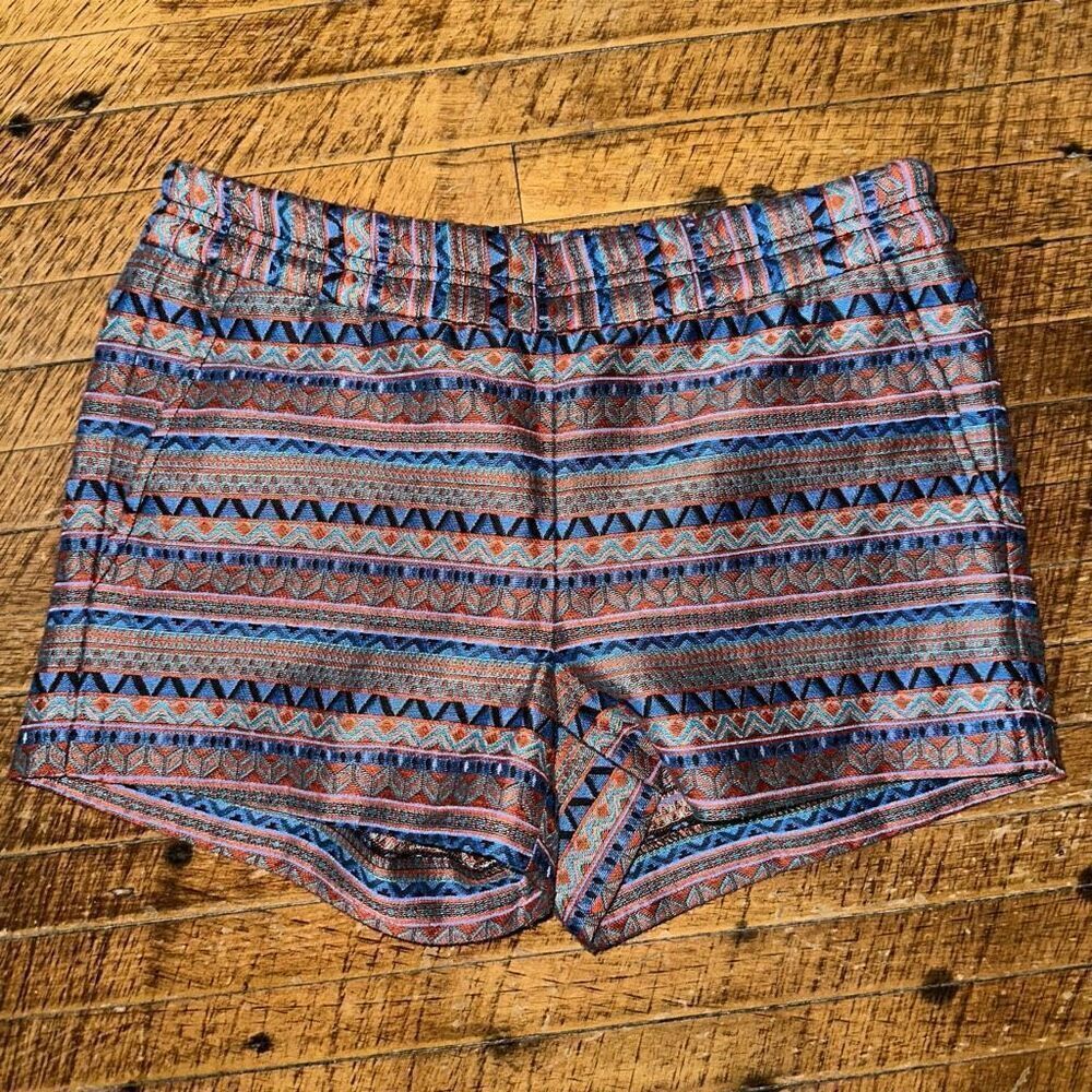 J Crew brocade striped elastic waist 00 preppy shorts